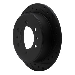 Hummer H3 Brake Rotor (1) - Rear Right - R1 Concepts - Drilled & Slotted - Black - `06-`10